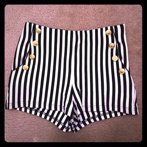 Black and White Striped Sailor Shorts